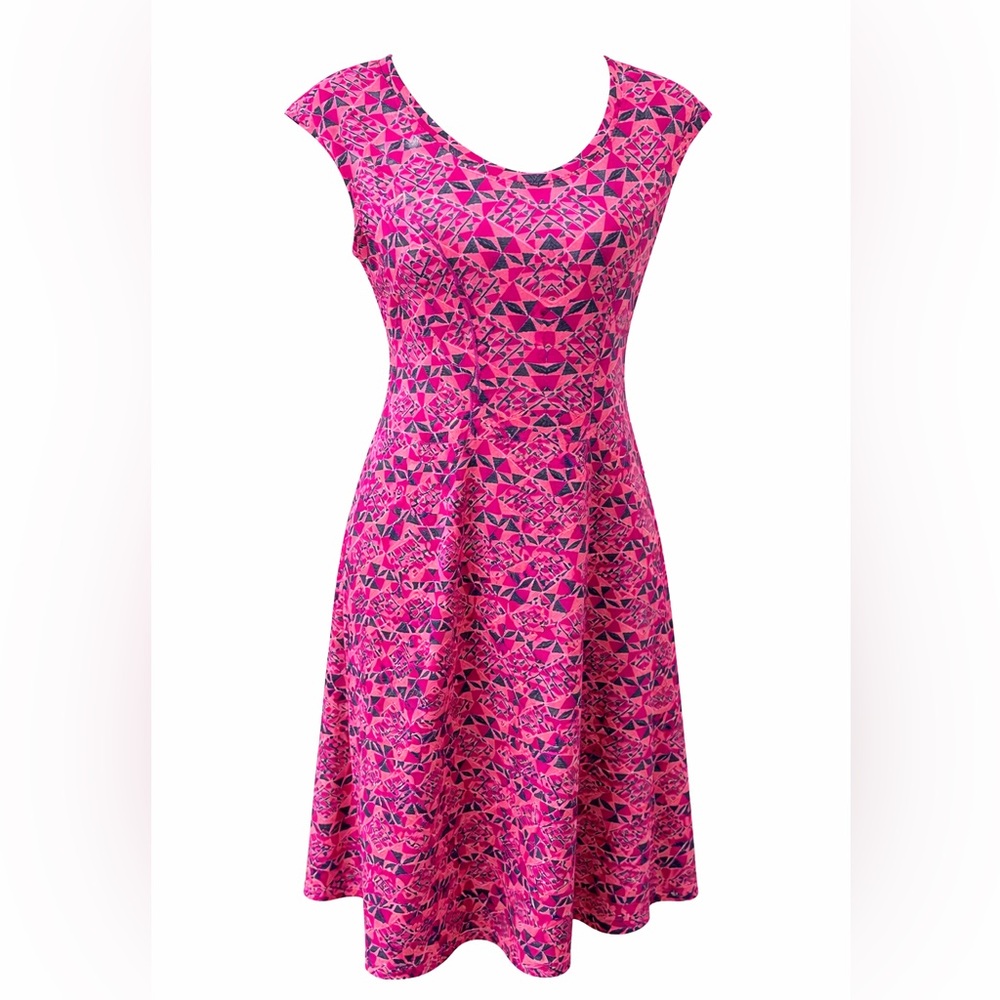 Title Nine Dream Pink Geometric Fit & Flare Athletic Dress M